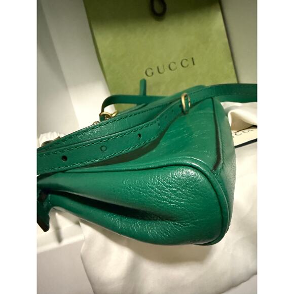 $2316 Gucci Marmot Rebelle Feline Bag Small - Emerald Green - Picture 8 of 14